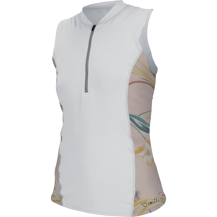 2019 O'neill Damen Front Zip Cap Sleeve Sun Shirt Wei / Calris 5307s