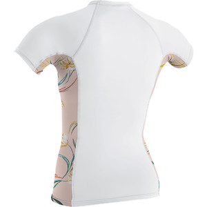 2019 O'Neill Womens Side Print Short Sleeve Rash Vest White / Claris 5309S