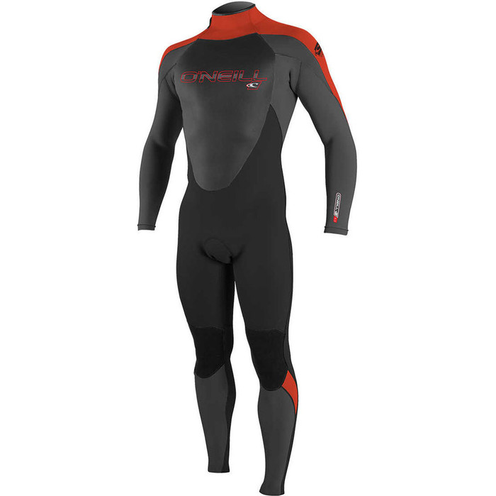 2018 O'Neill Youth Epic 5 / 4mm Cremallera trasera GBS Wetsuit NEGRO / GRFICO / ROJO 4219