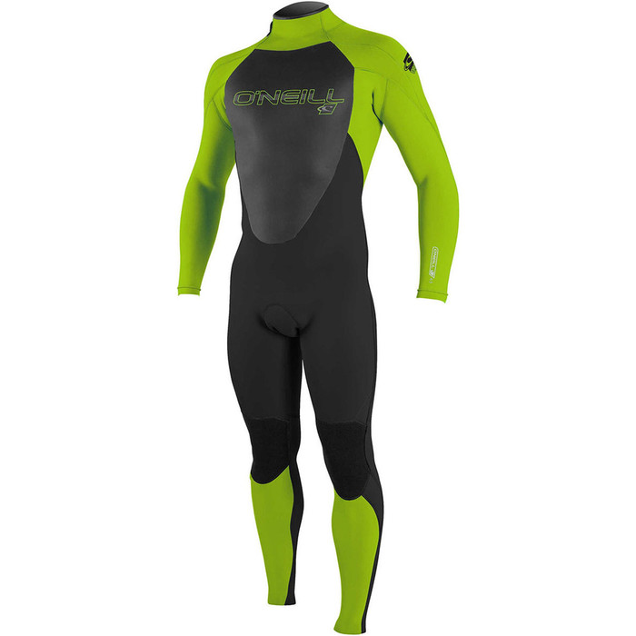 2018 O'Neill Youth Epic 4 / 3mm Cremallera trasera GBS Wetsuit NEGRO / Day Glo 4216