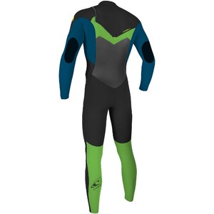 2022 O'Neill Youth Epic 5/4mm Chest Zip GBS Wetsuit 5372 - Black / Ultra Blue / Day Glow