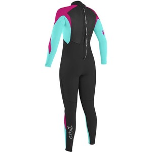 2024 O'Neill Youth Girls Epic 4/3mm Back Zip GBS Wetsuit 4216G - Black / Baylen