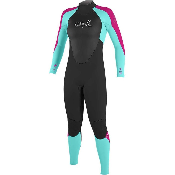 2023 O'Neill Youth Meisjes Epic 4/3mm Rug Ritssluiting Gbs Wetsuit 4216G - Black / Seaglass