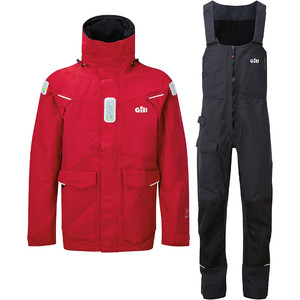 2023 Gill Mens OS2 Offshore Sailing Jacket & Trouser Combi Set - Red / Graphite