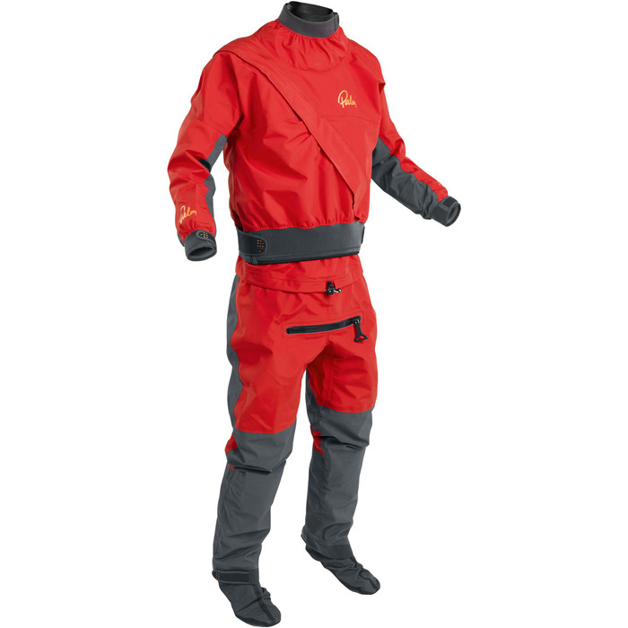 2024 Palm Cascade Mens Front Zip Kayak Drysuit & With Zip Flame Red 11741