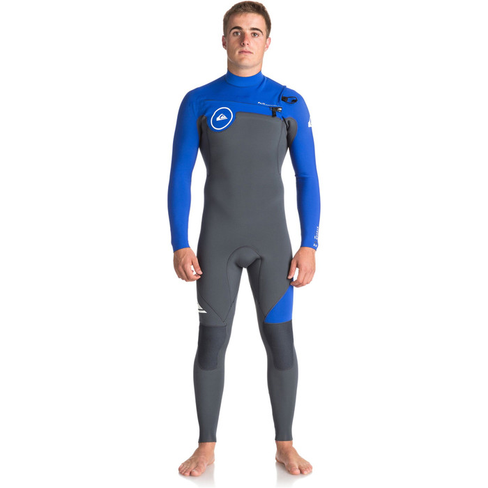 2018 Quiksilver Syncro Series 3/2mm GBS Chest Zip Wetsuit GUNMETAL / ROYAL BLUE EQYW103038