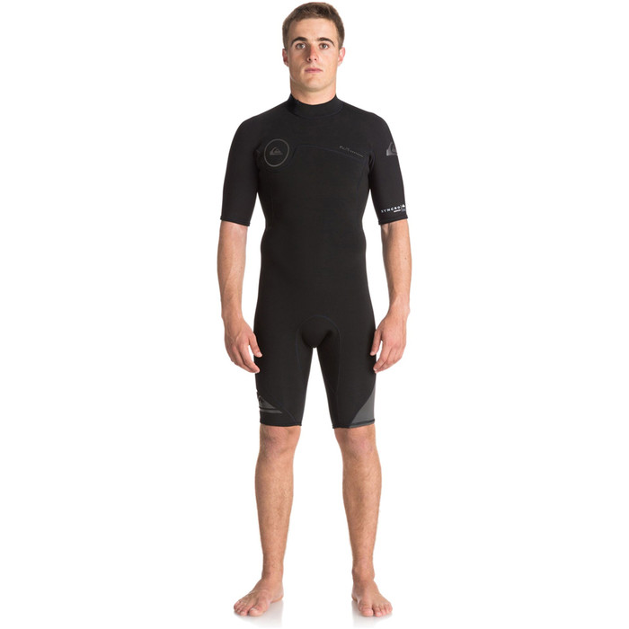 Quiksilver Syncro series 2mm Back Zip Shorty Wetsuit JET BLACK EQYW503006