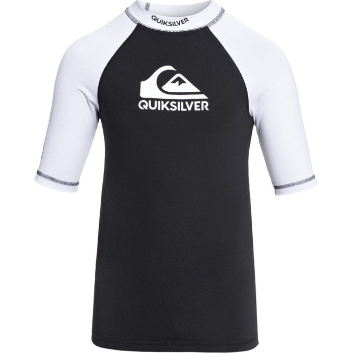 2018 Quiksilver Boys On Tour Short Sleeve Rash Vest BLACK EQBWR03039