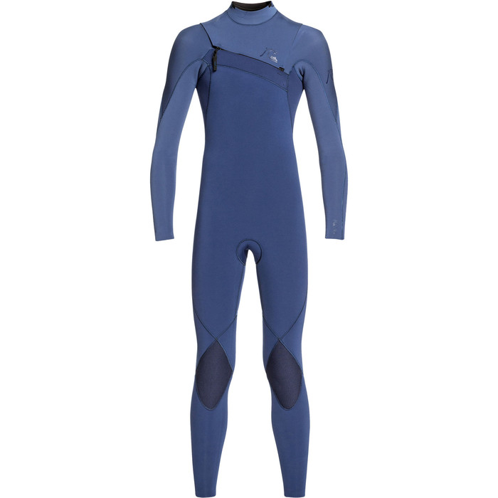 2020 Quiksilver Junior Jongen Highline 3/2mm Azip Ltd Wetsuit Jodium Blauw / Cascade Blue Eqbw103046
