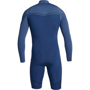 2021 Quiksilver Mannen Highline Beperkt 2mm Chest Zip Shorty Wetsuit Eqyw403012 - Jodium Blauw / Cascade Blue