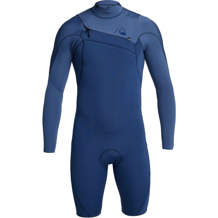 2021 Quiksilver Mens Highline Limited 2mm Chest Zip Shorty Wetsuit EQYW403012 - Iodine Blue / Cascade Blue