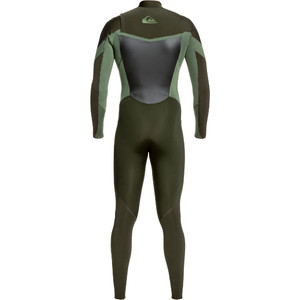 2021 Quiksilver Mens Syncro 3/2mm Chest Zip Wetsuit Dark Ivy / Shade Olive EQYW103085