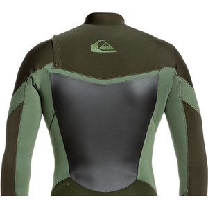 2021 Quiksilver Homens Syncro 3/2mm Chest Zip Wetsuit Hera Escura / Sombra Olive Eqyw103085