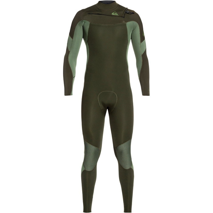 2019 Quiksilver Mens Syncro 4/3mm Chest Zip Wetsuit Dark Ivy / Shade Olive EQYW103087