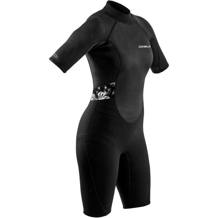2021 Gul Womens Response 3/2mm Flatlock Shorty Wetsuit RE3318-B9 - Black
