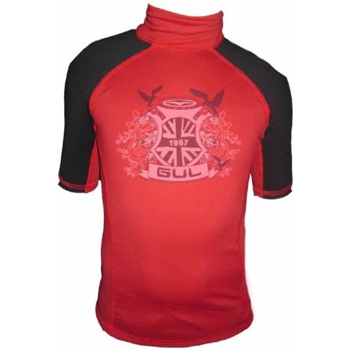 Gul Junior Maniche corte Crest Rash Vest in rosso / nero RG0310