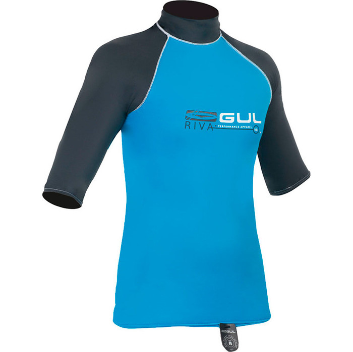 Gul Riva Short Sleeved Rash Vest in BLUE / GUNMETAL RG0336 - Wetsuits -  Rash Vests