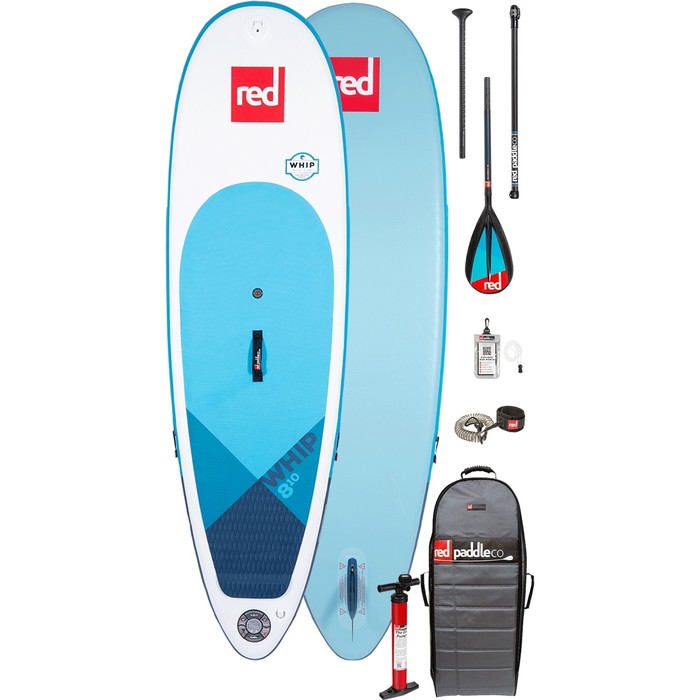 2020 Red Paddle Co Whip MSL 8'10 "aufblasbares Stand Up Paddle Board - Carbon / Nylon Midi Paddel Paket
