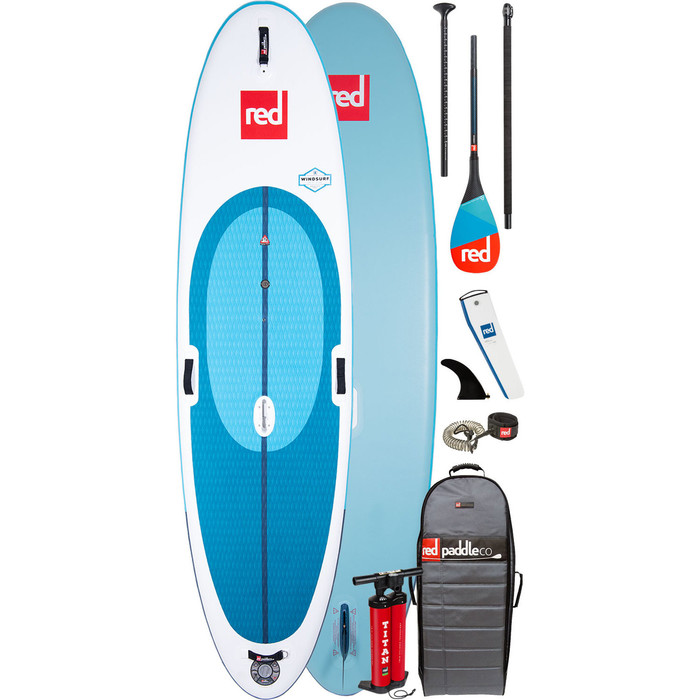 2020 Red Paddle Co Windsurf 10'7 "aufblasbares Stand Up Paddle Board - Carbon 50 Paddelpaket