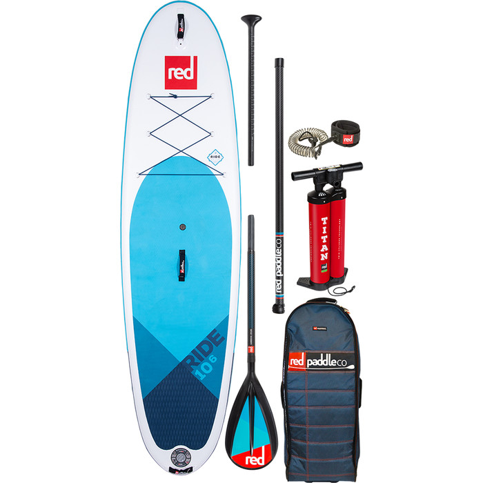 2020 Red Paddle Co Ride Ride 10'6 "gonfiabile Stand Up Paddle Board - Pacchetto Midi Paddle Carbonio / Nylon