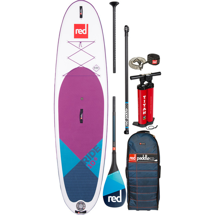 2020 Red Paddle Co Ride Se Lila MSL 10'6 "aufblasbares Stand Up Paddle Board - Carbon 100 Paddel Paket