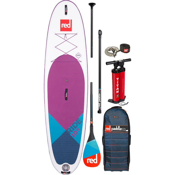 2020 Red Paddle Co Ride SE Purple MSL 10'6 "Opblaasbaar Stand Up Paddle Board - Carbon 50 Paddle-pakket