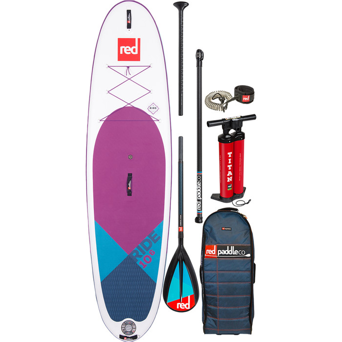 2020 Red Paddle Co Ride Se Lilla Msl 10'6 "oppustelig Stand Up Paddle Board - Carbon / Nylon Paddle-pakke