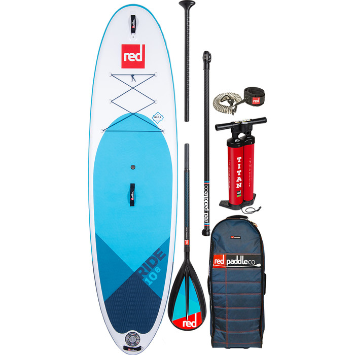 2020 Red Paddle Co Ride MSL 10'8 "aufblasbares Stand Up Paddle Board - Carbon / Nylon Midi Paddel Paket