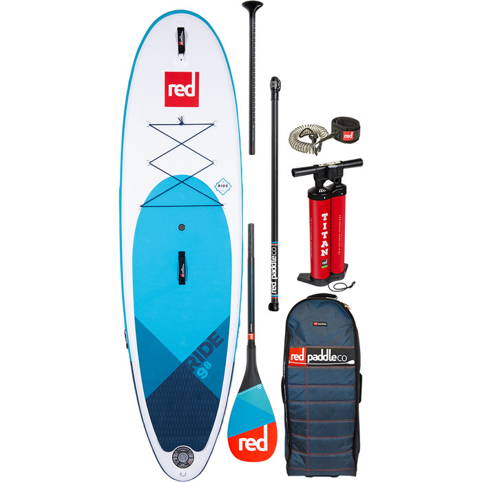 2024 Red Paddle Co Ride MSL 9'8 "Opblaasbaar Stand Up Paddle Board - Carbon 50 Paddle-pakket