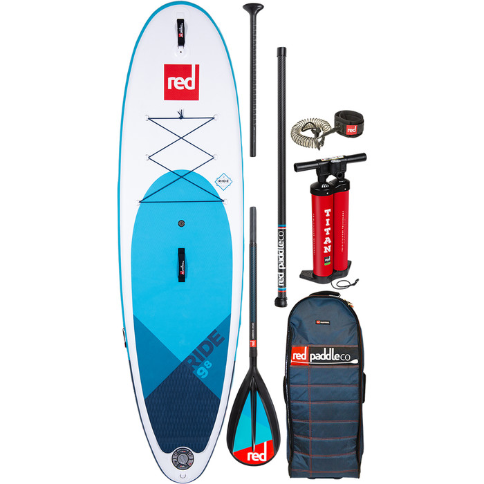 2020 Red Paddle Co Ride Msl 9'8 "oppustelig Stand Up Paddle Board - Carbon / Nylon Midi-paddle-pakke