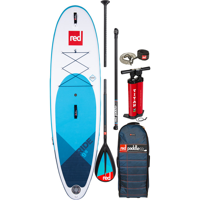 2020 Red Paddle Co Ride Msl 9'8 "oppustelig Stand Up Paddle Board - Carbon / Nylon Paddle-pakke