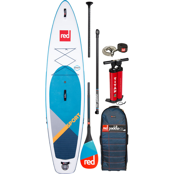 2020 Red Paddle Co Sport MSL 11'3 "Opblaasbaar Stand Up Paddle Board - Carbon 50 Paddle-pakket