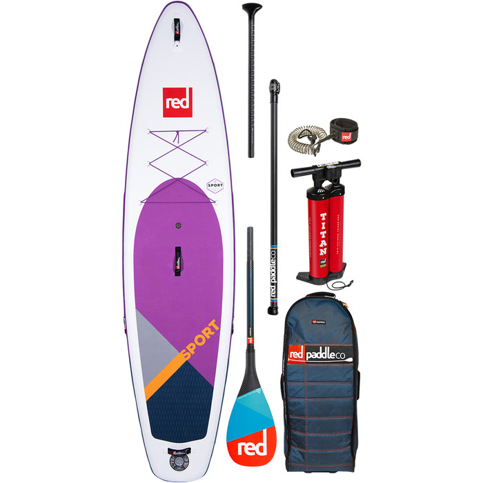Red Paddle Co Sport Msl SE De Color Prpura 11'3" Inflable Stand Up Paddle Board - Carbono Paquete De 50 Paddle