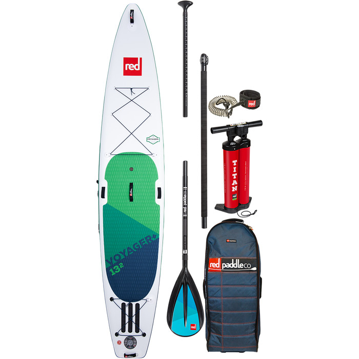 2020 Red Paddle Co Voyager Plus 13'2 "oppustelig Stand Up Paddle Board - Legeret Paddle-pakke