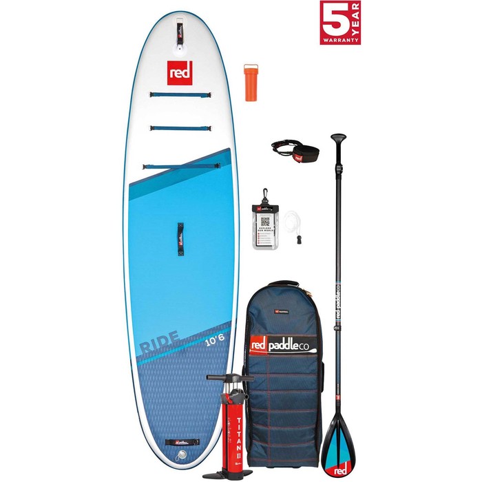 2021 Red Paddle Co Ride 10'6 Stand Up Paddle Board, Bag, Pump, Paddle & Leash - Carbon / Nylon Package