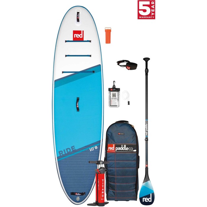 2021 Red Paddle Co Ride 10'8 Stand Up Paddle Board, Bag, Pump, Paddle & Leash - Carbon 100 Package