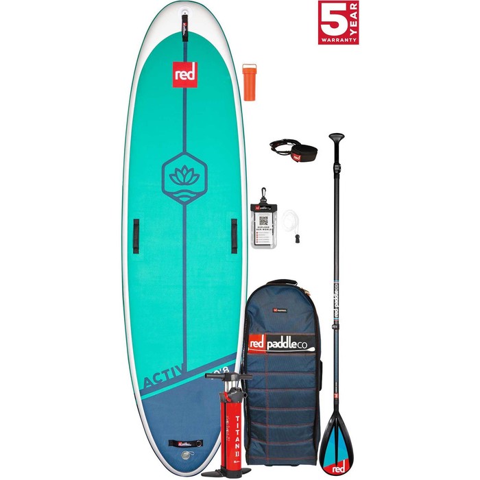 2021 Red Paddle Co Activ 10'8 Yoga Stand Up Paddle Board, Bag, Pump, Paddle & Leash - Carbon / Nylon Package