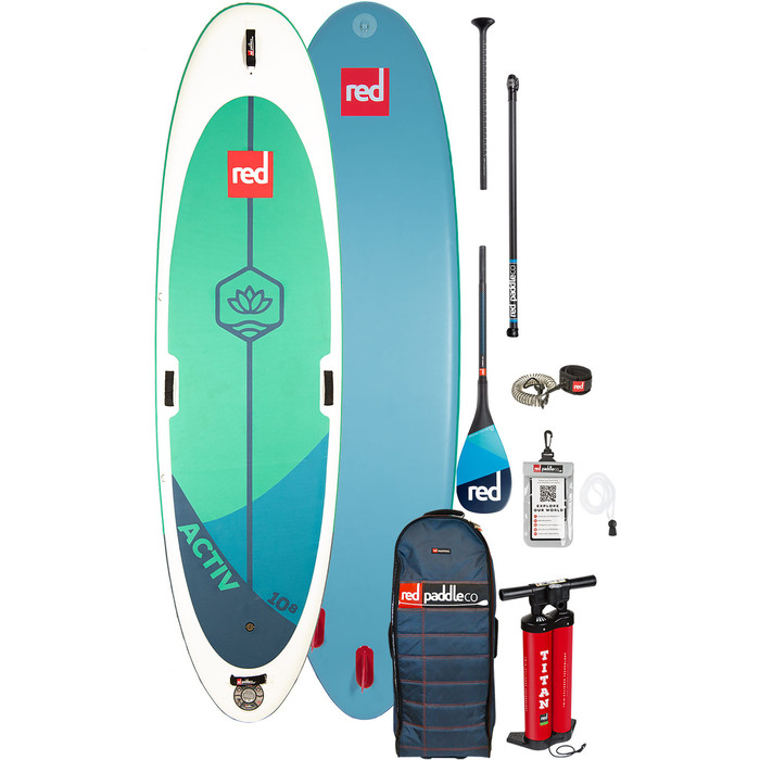 2020 Red Paddle Co Activ MSL 10'8 "Opblaasbaar SUP Stand Up Paddle Board - Carbon 100 Peddelpakket