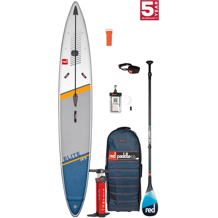 2021 Red Paddle Co Elite 14'0 x 27 Race Stand Up Paddle Board, Bag, Pump, Paddle & Leash - Carbon 100 Package