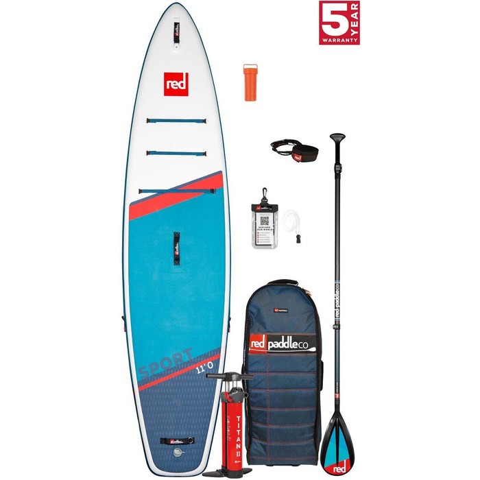 2021 Red Paddle Co Sport 11'0 Touring Stand Up Paddle Board, Bag, Pump, Paddle & Leash - Carbon / Nylon Package