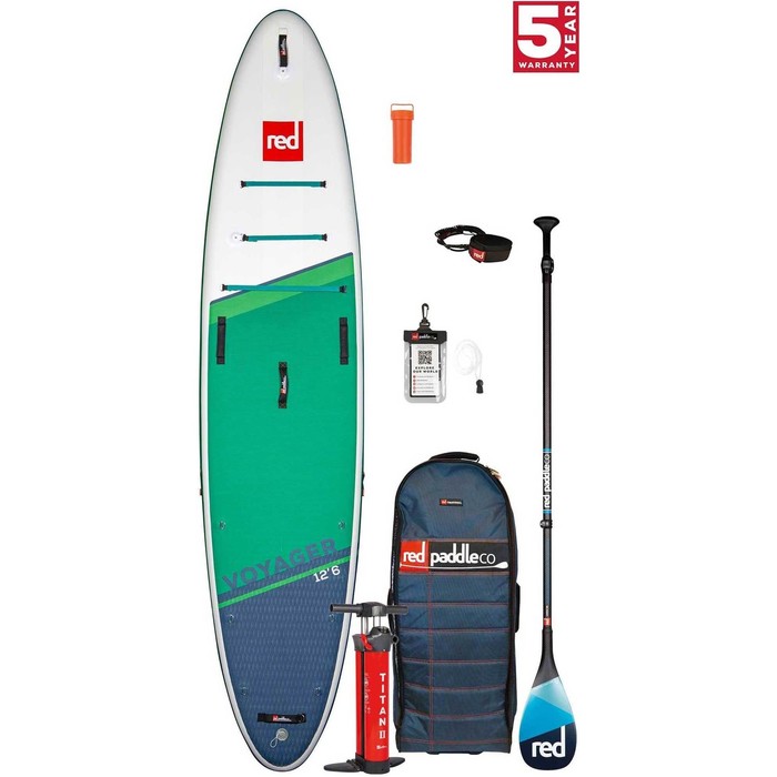 2021 Red Paddle Co Voyager 12'6 Touring Stand Up Paddle Board, Bag, Pump, Paddle & Leash - Carbon 100 Package