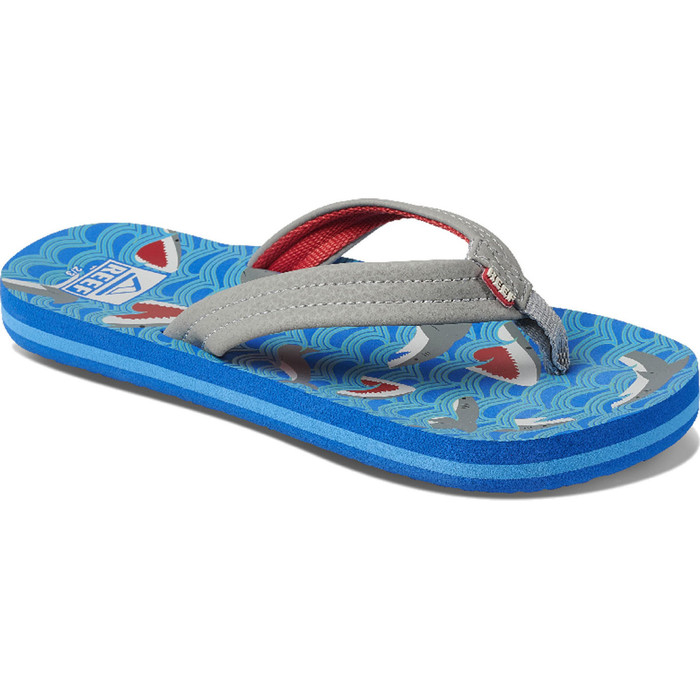 2020 Reef Junior Ahi Flip Flops / Sandals RF0A3VBL - Blue Shark