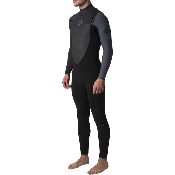 2019 Rip Curl Flashbomb 4/3mm GBS Chest Zip Wetsuit BLACK / GREY WST7NF
