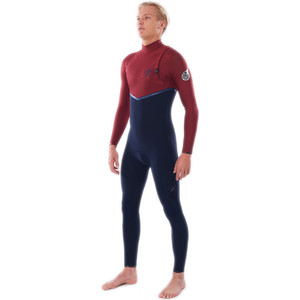 2021 Rip Curl Curl E-bomb Heren 4/3mm Zip Free Wetsuit Wsmywe - Navy / Rood