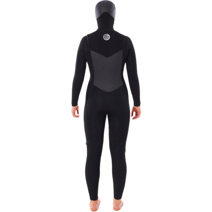 2024 Rip Curl Womens Flashbomb 6/4mm Hooded Chest Zip Wetsuit WSTYHG - Black