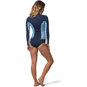 Rip Curl Mulheres G-bomb 1mm Ls Front Zip Oi Cortado Wetsuit Shorty Azul Sub Wsp7lw