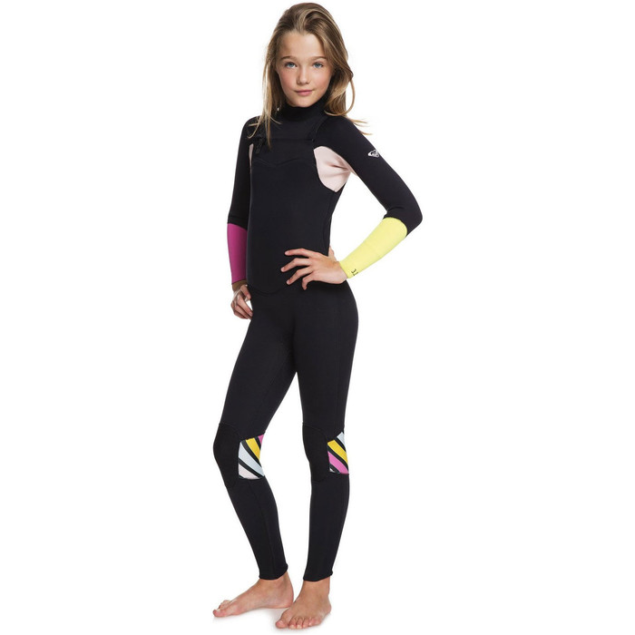 2019 3/2mm Roxy Surf Surf Wetsuit Met Chest Zip Meisjes Zwart Ergw103029