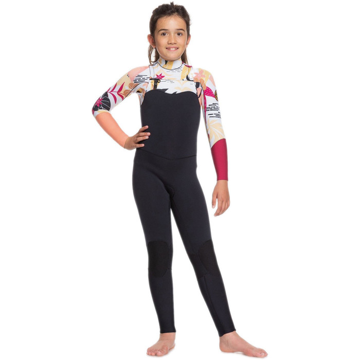 2020 Roxy Girl's Popsurf 3/2mm Chest Zip Wetsuit Ergw103029 - Black / Terra
