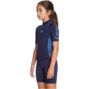 2020 Roxy Girls 3/2mm Syncro Back Zip Shorty Wetsuit ERGW503004 - Blue / Coral