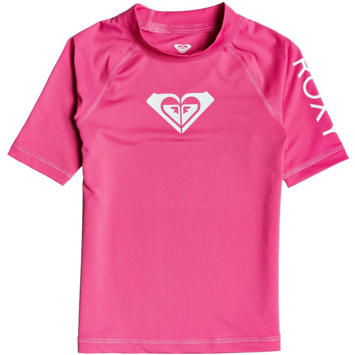 2020 Roxy Girl's Hearty UV50 + Rash Vest Met Korte Mouwen ERLWR03150 - Pink Flambe